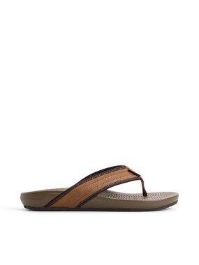Sperry Brown and Tan Leather-Trim Flip Flop Sandals